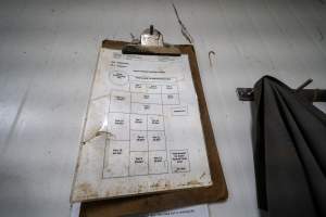 Layout of 'stock handling facilities' - Printed map of holding pens - Captured at MD Foods Australia, Echuca VIC Australia.