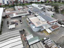 Drone flyover of slaughterhouse - Captured at Cedar Meats, Brooklyn VIC Australia.