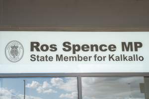 Protesters rallying outside Ros Spence MP's electorate office in Craigieburn - Captured at VIC.