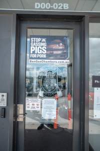 Protesters rallying outside Ros Spence MP's electorate office in Craigieburn - Captured at VIC.