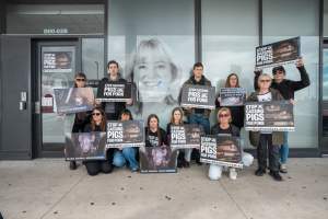 Protesters rallying outside Ros Spence MP's electorate office in Craigieburn - Captured at VIC.