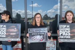 Protesters rallying outside Ros Spence MP's electorate office in Craigieburn - Captured at VIC.