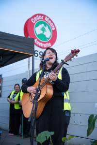 Protestors attending the Cedar Meats Vigil 2024 - Captured at Cedar Meats, Brooklyn VIC Australia.