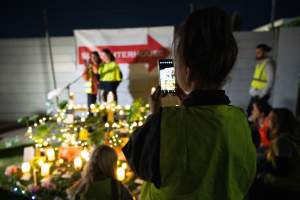 Protestors attending the Cedar Meats Vigil 2024 - Captured at Cedar Meats, Brooklyn VIC Australia.