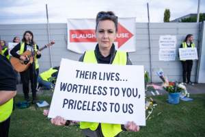 Protestors attending the Cedar Meats Vigil 2024 - Captured at Cedar Meats, Brooklyn VIC Australia.