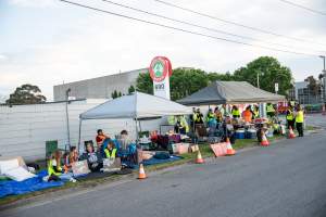 Protestors attending the Cedar Meats Vigil 2024 - Captured at Cedar Meats, Brooklyn VIC Australia.