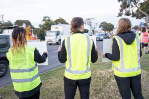 Protestors attending the Cedar Meats Vigil 2024 - Captured at Cedar Meats, Brooklyn VIC Australia.