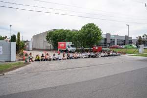 Protestors attending the Cedar Meats Vigil 2024 - Captured at Cedar Meats, Brooklyn VIC Australia.