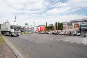 Protestors attending the Cedar Meats Vigil 2024 - Captured at Cedar Meats, Brooklyn VIC Australia.