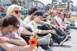 Protestors attending the Cedar Meats Vigil 2024 - Captured at Cedar Meats, Brooklyn VIC Australia.