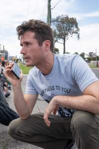 Protestors attending the Cedar Meats Vigil 2024 - Captured at Cedar Meats, Brooklyn VIC Australia.