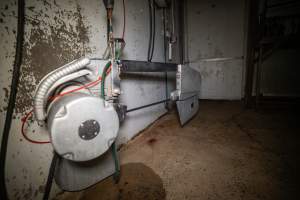 Saw with blade in kill room - A saw used to butcher animals. - Captured at Crows Nest Meatworks, Crows Nest QLD Australia.