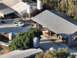 Drone flyover - Aerial view of piggry - Captured at Markanda Piggery, Wyuna East VIC Australia.