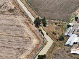 Drone flyover - Aerial view of piggery - Captured at Girgarre Piggery, Girgarre VIC Australia.