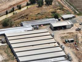 Drone flyover - Aerial view of piggery - Captured at Girgarre Piggery, Girgarre VIC Australia.