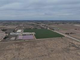 Drone flyover - Aerial view of piggery - Captured at Girgarre Piggery, Girgarre VIC Australia.