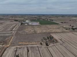 Drone flyover - Aerial view of piggery - Captured at Girgarre Piggery, Girgarre VIC Australia.