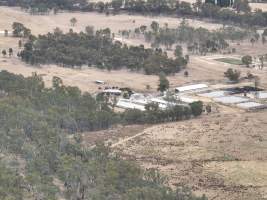 Drone flyover - Aerial view of piggery - Captured at Nagambie Breeder, Bailieston VIC Australia.