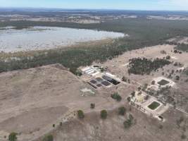 Drone flyover - Aerial view of piggery - Captured at Nagambie Breeder, Bailieston VIC Australia.