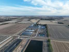 Drone flyover - Aerial view of piggery - Captured at Kia-Ora Piggery, Yarrawalla VIC Australia.