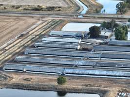 Drone flyover - Aerial view of piggery - Captured at Kia-Ora Piggery, Yarrawalla VIC Australia.