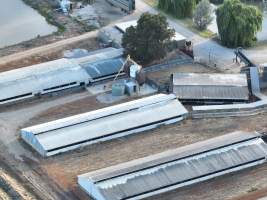 Drone flyover - Aerial view of piggery - Captured at Kia-Ora Piggery, Yarrawalla VIC Australia.