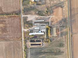 Drone flyover - Aerial view of piggery - Captured at Calivil Breeder, Calivil VIC Australia.