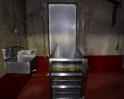 Shot of the small stun pen found inside the kill room at Millmerran Meats - Captured at Millmerran Meats, Millmerran QLD Australia.