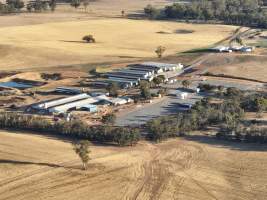 Drone flyover of piggery - Aerial view - Captured at St Arnaud Piggery Units 2 & 3, Saint Arnaud VIC Australia.