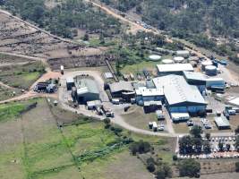 Drone flyover of slaughterhouse - Captured at Greenmountain Food Processing, Coominya QLD Australia.