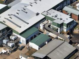 Drone flyover of slaughterhouse - Captured at Greenmountain Food Processing, Coominya QLD Australia.