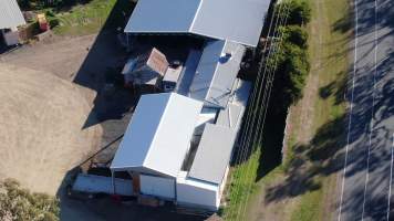 Drone flyover of slaughterhouse - Captured at Millmerran Meats, Millmerran QLD Australia.