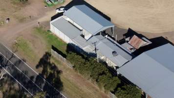 Drone flyover of slaughterhouse - Captured at Millmerran Meats, Millmerran QLD Australia.